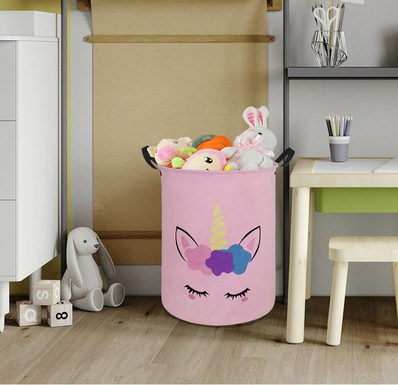 DUYIY Round Laundry Hamper Storage Basket Laundry Organizer Hamper Storage Bins Clothes and Toys Box Nursery Hamper Gift Basket For Kids with Handles - Image 4